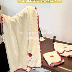 珊瑚絨浴巾家用女大人可愛夏天裹巾吸水速乾不掉毛成人洗澡大毛巾