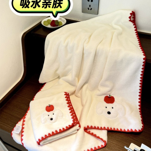 珊瑚絨浴巾家用女大人可愛夏天裹巾吸水速乾不掉毛成人洗澡大毛巾