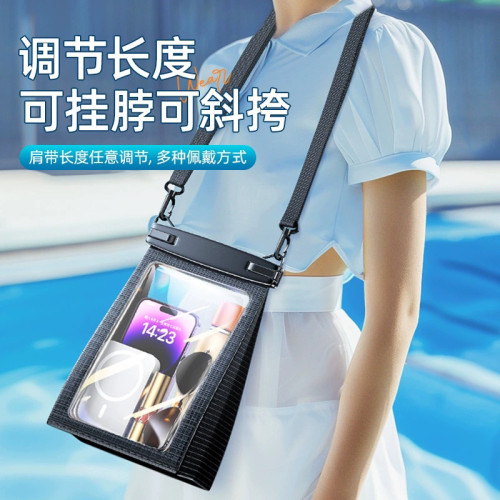 手機防水袋可觸控螢幕拍照水上樂園遊泳潛水通用大容量收納密封斜後後背包