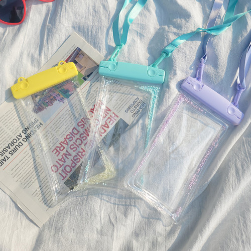 純色泡泡充氣炫彩透明手機防水袋蘋果華爲通用密封觸控螢幕遊泳潛水套