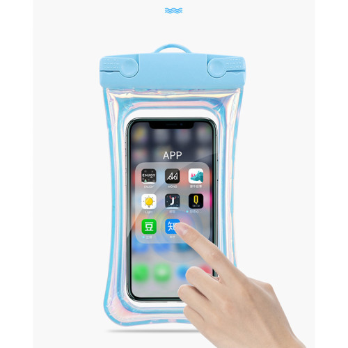 新款充氣鐳射幻彩手機漂浮防水袋 TPU氣囊漂浮溯谿漂流遊泳防水套