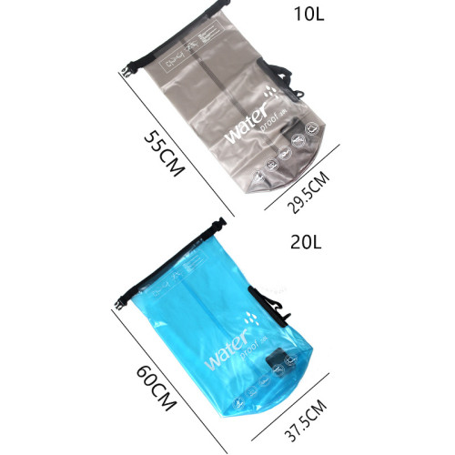單肩漂流防水袋PVC磨砂防水桶袋10L/20L半透明加厚遊泳包水袋