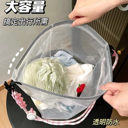 防水收納袋大容量透明單肩果凍包健身可攜式手提包旅行護膚品洗漱包