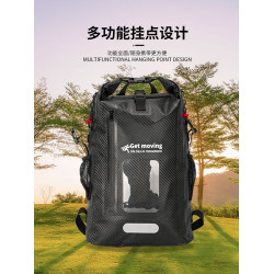 防水雙肩後後背包碳纖維包手機透明窗收納包海邊沙灘包戶外運動包