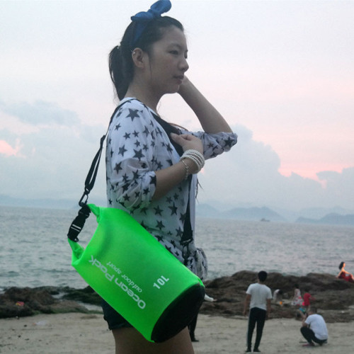 沙灘防水桶袋PVC防水包半透明漂流袋單雙肩遊泳包戶外浮潛運動包