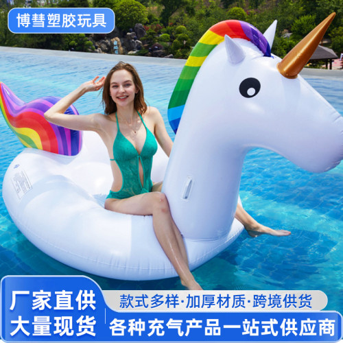 水上充氣獨角獸坐騎充氣浮排水上充氣漂浮床躺椅成人卡通坐騎玩具