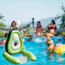 牛油果遊泳圈充氣網浮排座椅水上可折疊浮排排PVC水泡漂浮玩具