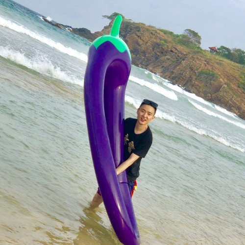 充氣茄子浮床浮排成人兒童水上漂網格布遊泳圈漂浮躺椅氣墊船