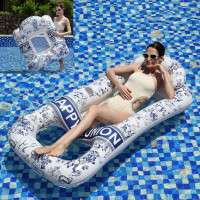 成人兒童復古泳池派對水上充氣玩具遊泳座椅躺椅網浮床浮排男女