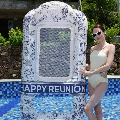 成人兒童復古泳池派對水上充氣玩具遊泳座椅躺椅網浮床浮排男女