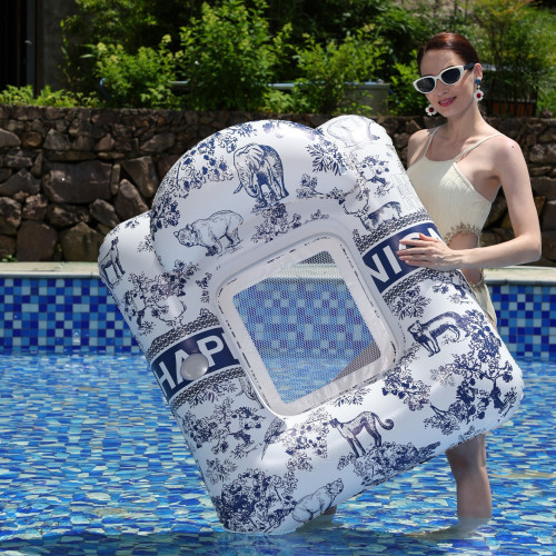 成人兒童復古泳池派對水上充氣玩具遊泳座椅躺椅網浮床浮排男女