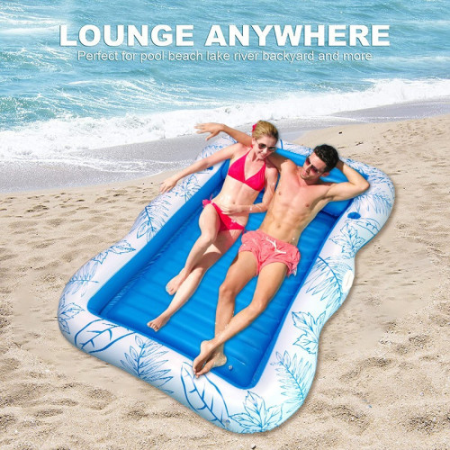 成人充氣泳池躺椅浮床沙灘陽光浴浮排加大靠背枕頭浮排帶飲料杯架