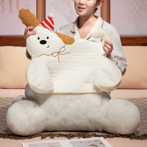 可愛快樂小狗腰靠車用靠背乳膠抱枕辦公室坐椅腰靠護腰沙發靠枕墊