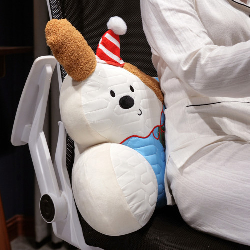 可愛快樂小狗腰靠車用靠背乳膠抱枕辦公室坐椅腰靠護腰沙發靠枕墊