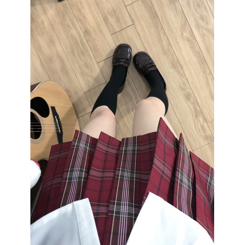 空慄鼠丸【硃雀】原創jk格裙學院風jk製服紅色高腰校供百褶裙套裝