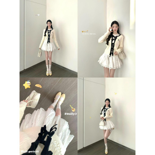 ELEVEN SLEEP夏季芭蕾風白色百褶半身自然腰短裙女學院風防走光