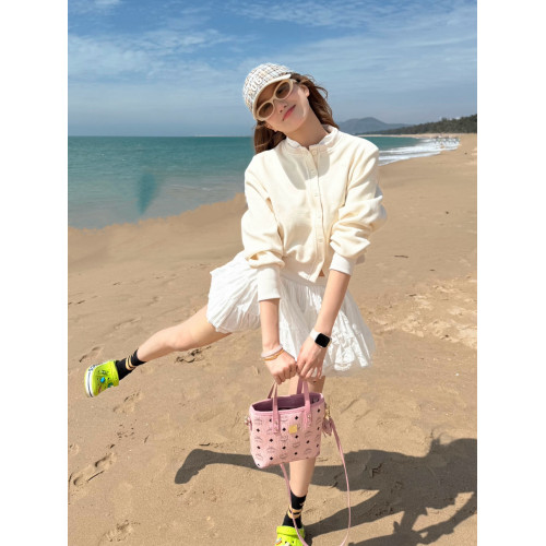 ELEVEN SLEEP夏季芭蕾風白色百褶半身自然腰短裙女學院風防走光