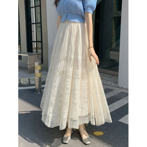 蕾絲半身裙輕奢高級感女2026新款春季氣質蓬蓬a字傘裙白色紗裙 蕾絲半身裙輕奢高級感女2026新款春季氣質蓬蓬a字傘裙白色紗裙