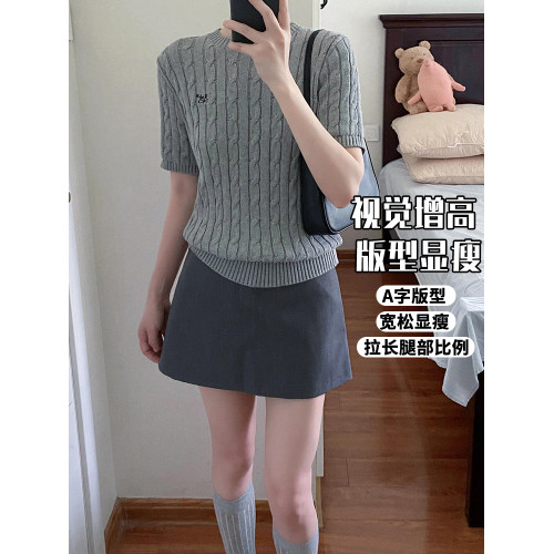 黑色西裝短裙女夏季大碼胖M高腰顯瘦梨形身材小個子a字包臀半身裙