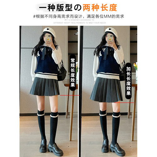灰色西裝百褶裙女春秋夏季2026新款高腰顯瘦小個子a字半身裙短裙