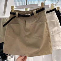 大碼彈力工裝牛仔半身裙女夏季胖mm防走光高腰顯瘦a字包臀短裙子