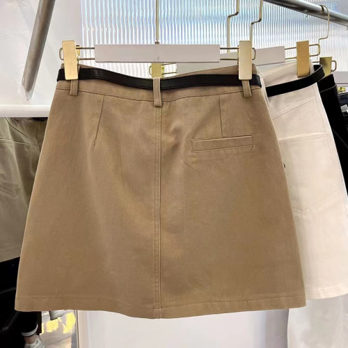 大碼彈力工裝牛仔半身裙女夏季胖mm防走光高腰顯瘦a字包臀短裙子