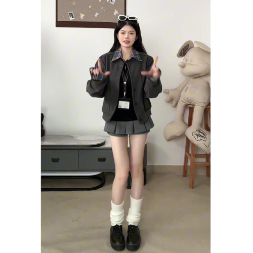 大碼辣妹百褶半身裙女春季胖mm百搭高腰顯瘦a字短裙防走光裙褲