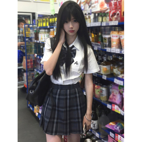 花千豬原創 寒鴉格裙 jk製服校供感a字型百褶裙灰黑格百搭款jk裙 花千豬原創 寒鴉格裙 jk製服校供感a字型百褶裙灰黑格百搭款jk裙