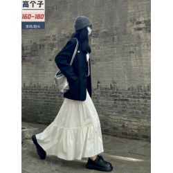 175高個子加長版法式白色半身裙子女夏季氛圍感顯瘦白月光長裙女