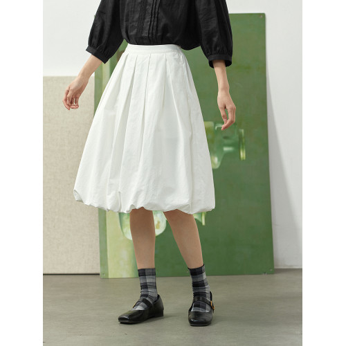 邊縫原創天絲灰色半身裙女夏季日系休閒百搭寬鬆薄款松緊腰裙子
