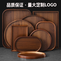 胡桃木色茶盤家用竹製托盤長方形水果餐盤木質木盤子竹盤