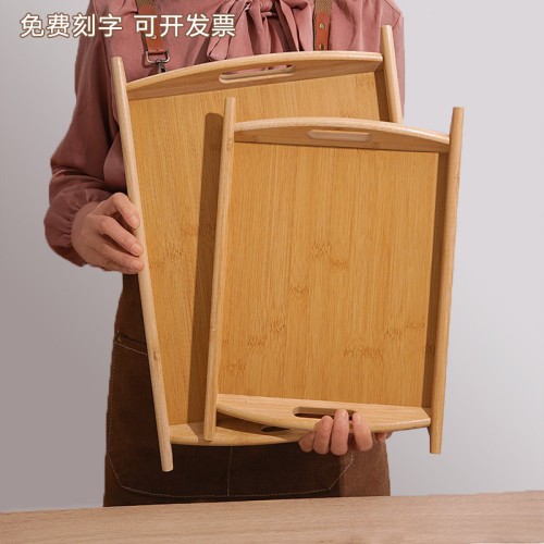 竹木質托盤長方形餐盤菜盤酒店燒烤商用雙耳手提盤子竹盤