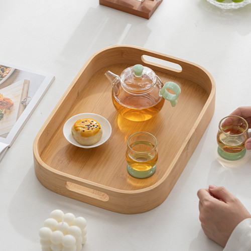 竹製托盤長方形客廳零食家用水果盤圓形茶盤商用餐飲餐盤