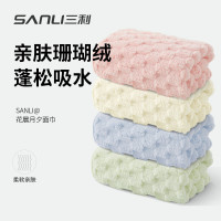 三利毛巾新款雲朵格毛巾洗臉巾金龜絨吸水不易掉毛包邊面巾洗澡巾