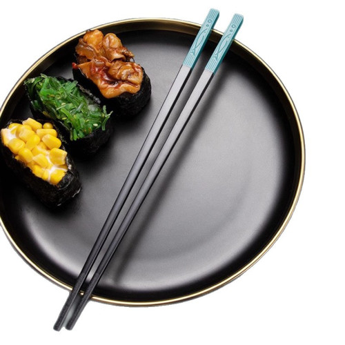 高顔值五色合金筷子5雙10雙家用分餐分人防滑抗菌耐高溫年年有餘