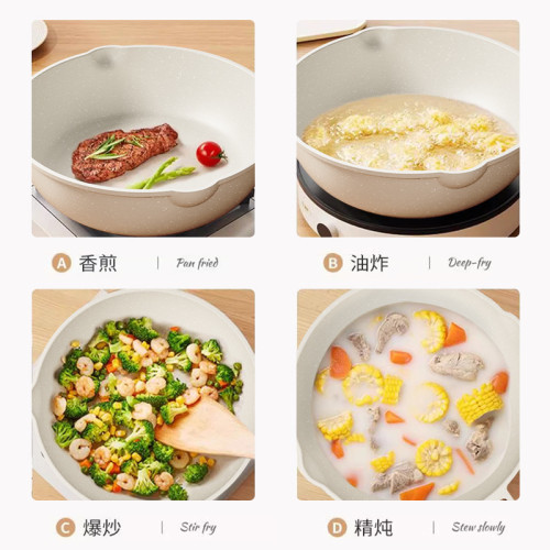 家用麥飯石平底鍋不沾鍋炒鍋無油煙牛排煎鍋加大加厚炒菜鍋