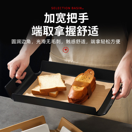 食品級PP麵包托盤長方形蛋糕烘焙店餐盤雙耳水曲柳托盤