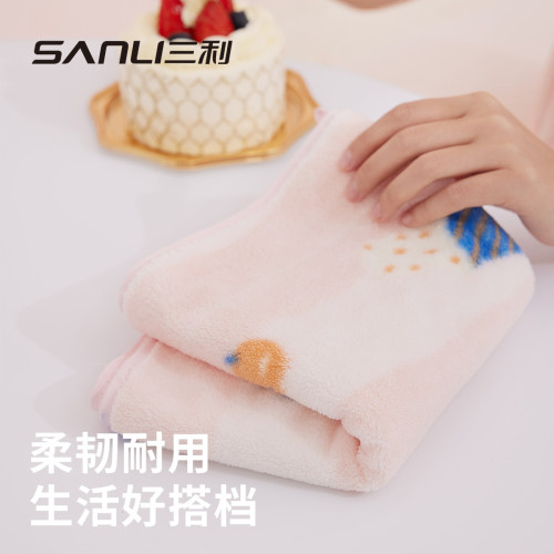 三利毛巾珊瑚絨毛巾成人洗臉巾寶寶大擦手巾兒童家用毛巾印花面巾