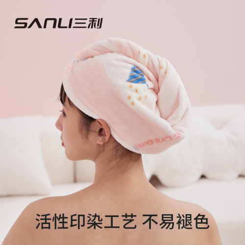 三利毛巾加厚乾髮帽吸水包頭巾珊瑚絨浴帽成人洗髮乾髮巾印花浴帽