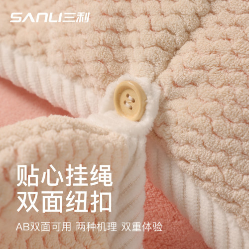 三利毛巾加厚雙層乾髮帽AB版珊瑚絨成人吸水包頭巾沐浴乾髮巾浴帽