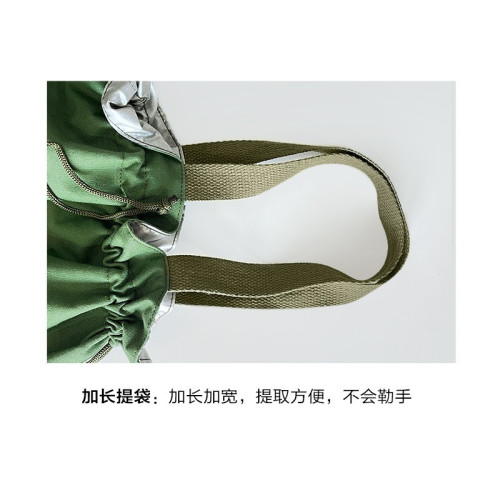 束口抽繩飯盒袋手提包手拎飯盒袋高顔值上班族鋁箔帆布飯盒包