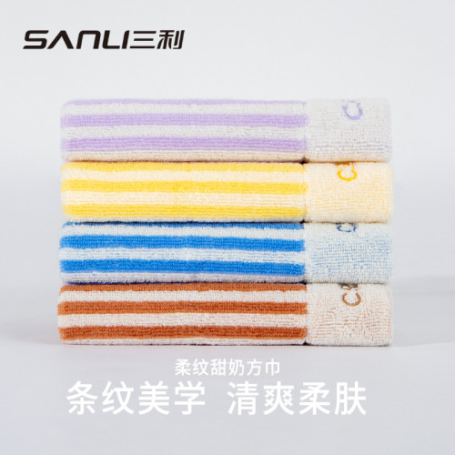 三利毛巾純棉方巾34*34柔軟吸水兒童方巾幼兒園寶寶毛巾家用方巾