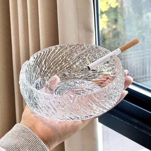 輕奢菸灰缸家用商務高顔值玻璃菸灰缸耐髒時尚大容量辦公菸缸