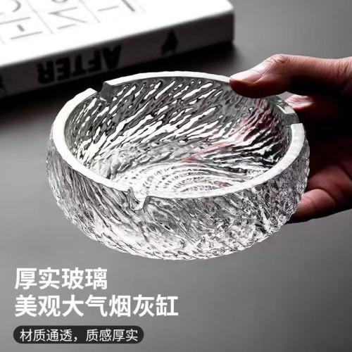 輕奢菸灰缸家用商務高顔值玻璃菸灰缸耐髒時尚大容量辦公菸缸