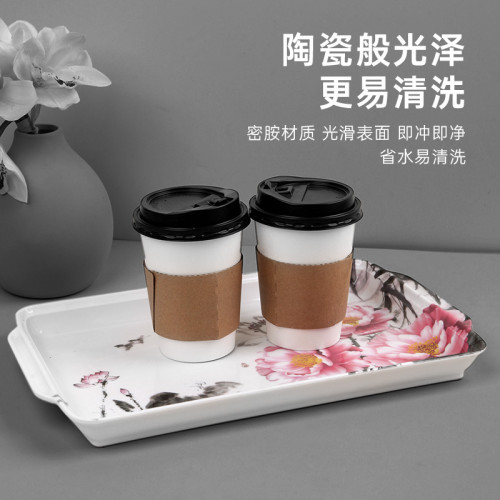 密胺托盤長方形加厚商用家用茶盤餐具盤加高歐式雜物收納盤水果盤