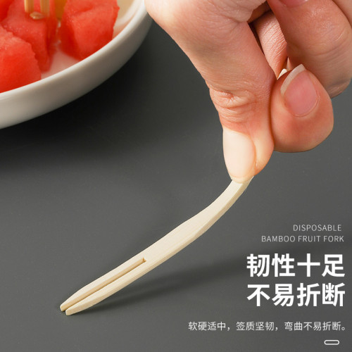 一次性水果叉套裝家用水果簽果盤蛋糕甜品竹簽創意果插點心叉盒裝