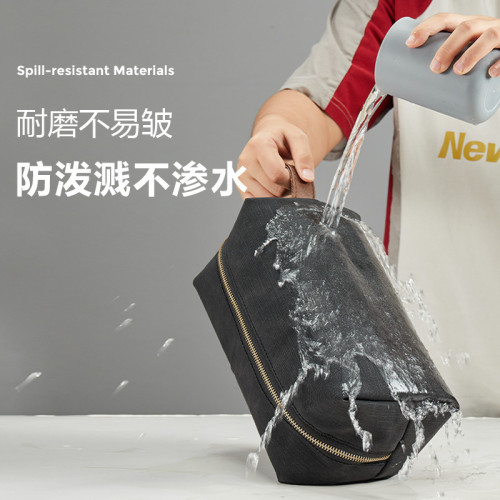 復古方形洗漱包PU可攜式男士洗漱包旅行出差收納包化妝大容量收納袋