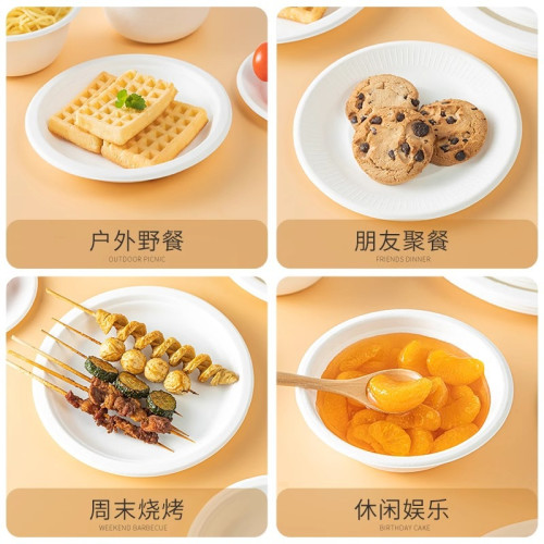 一次性紙碗家用紙盤紙碗餐具可降解盤子筷子食品級餐盤加厚商用