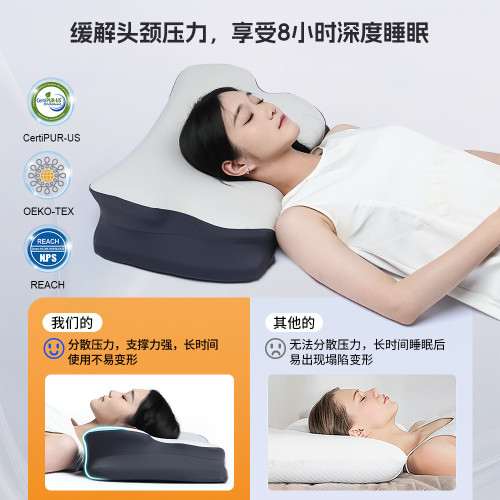 新品記憶枕慢廻彈冰絲透氣高低枕仰睡側睡強支撐記憶棉枕頭