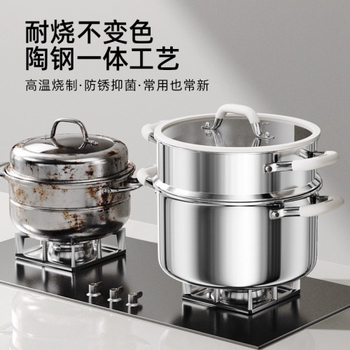 嚴選不鏽鋼湯鍋無塗層陶瓷加厚煲湯電磁爐燉鍋雙耳蒸煮鍋煮粥 嚴選不鏽鋼湯鍋無塗層陶瓷加厚煲湯電磁爐燉鍋雙耳蒸煮鍋煮粥